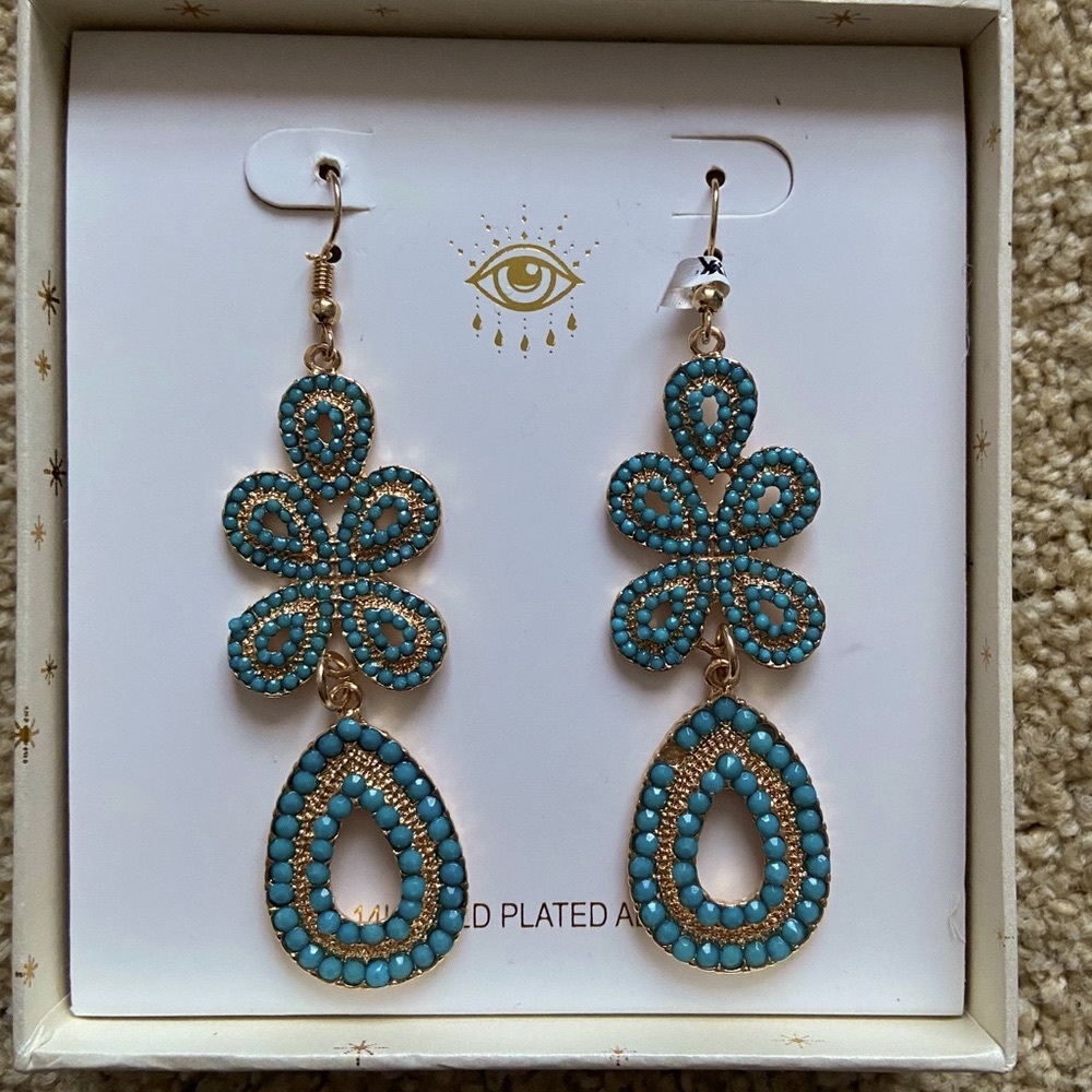 Arm Candy Los Angeles 14k Gold Teal Earrings